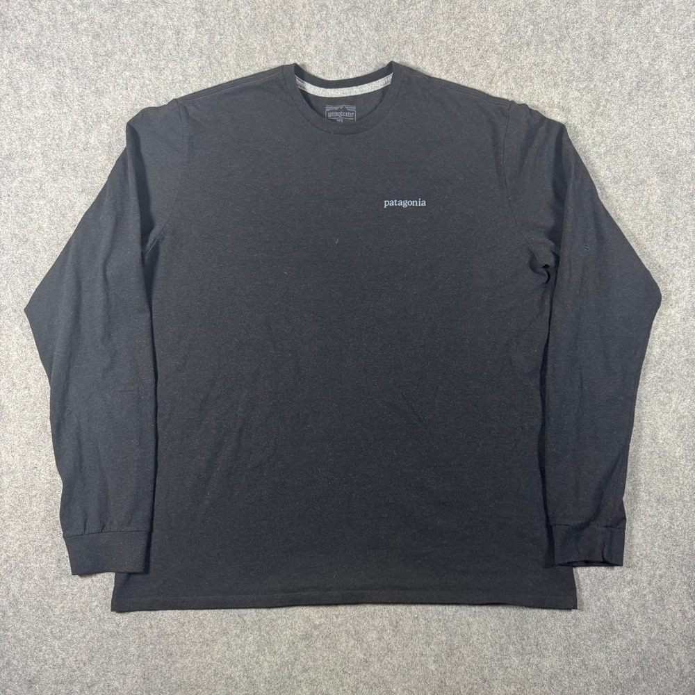 Patagonia Responsibili-Tee Mens XL Black Long Sleeve Fitz Roy Mountain Graphic
